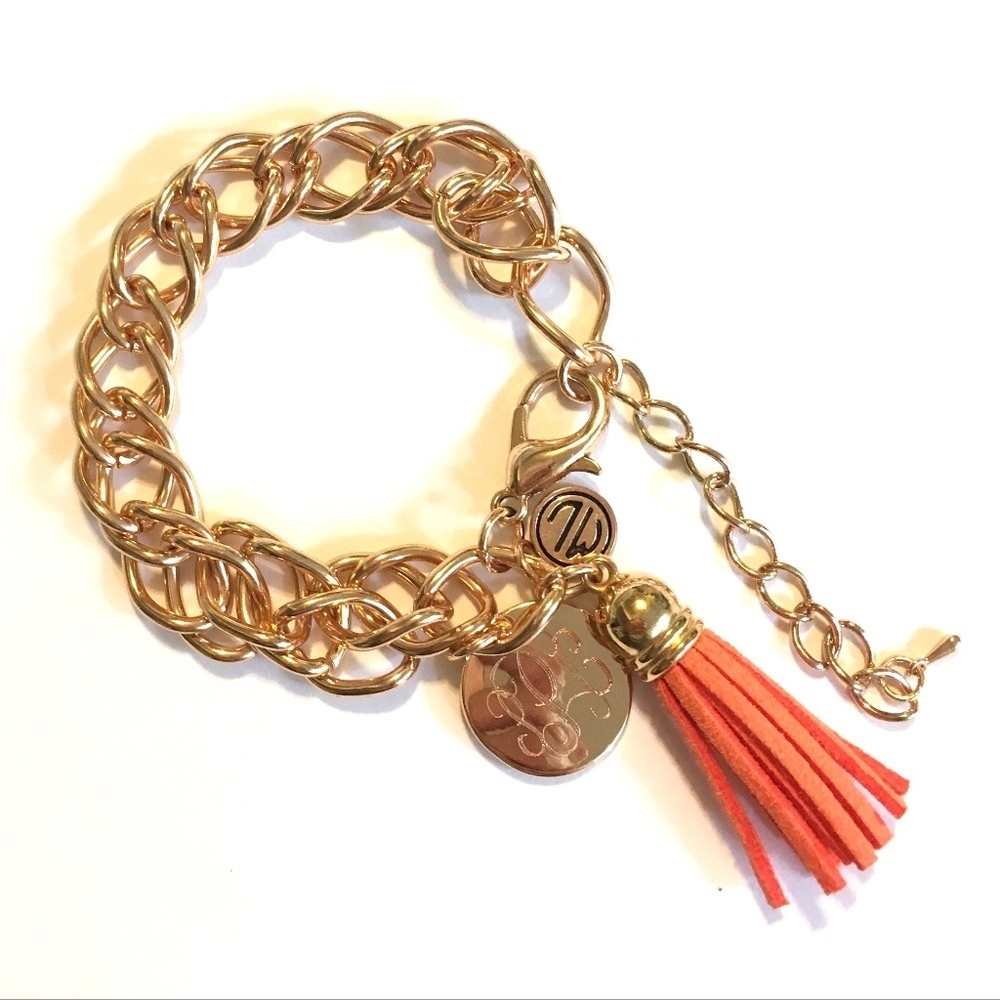 Marley Lilly  Monogrammed Orange & Gold Bracelet